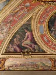 Allegorie van Arezzo; onderaan, uitzicht op Florence